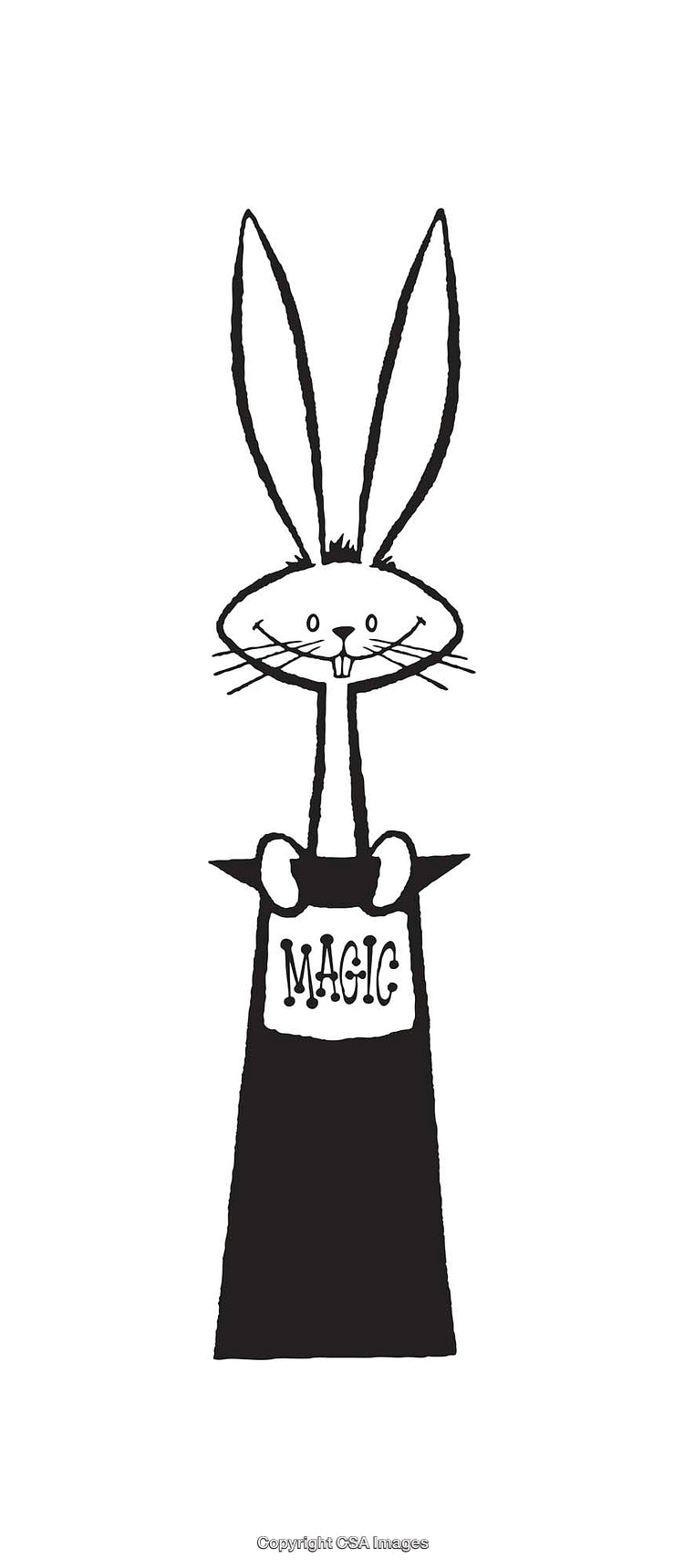 Black And White Line Art Illustration of Rabbit in Magic Hat