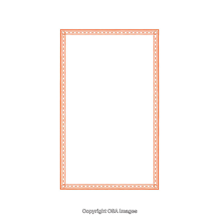Elegant Ornamental Rectangular Frame with Orange Decorative Accents and Beige Background