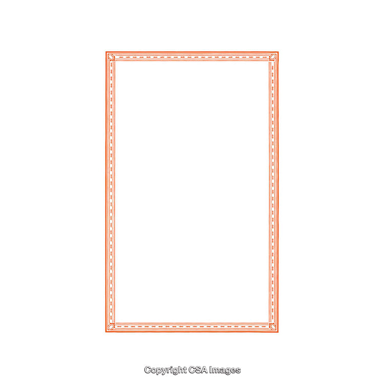 Elegant Ornamental Rectangular Frame with Orange Decorative Accents and Beige Background