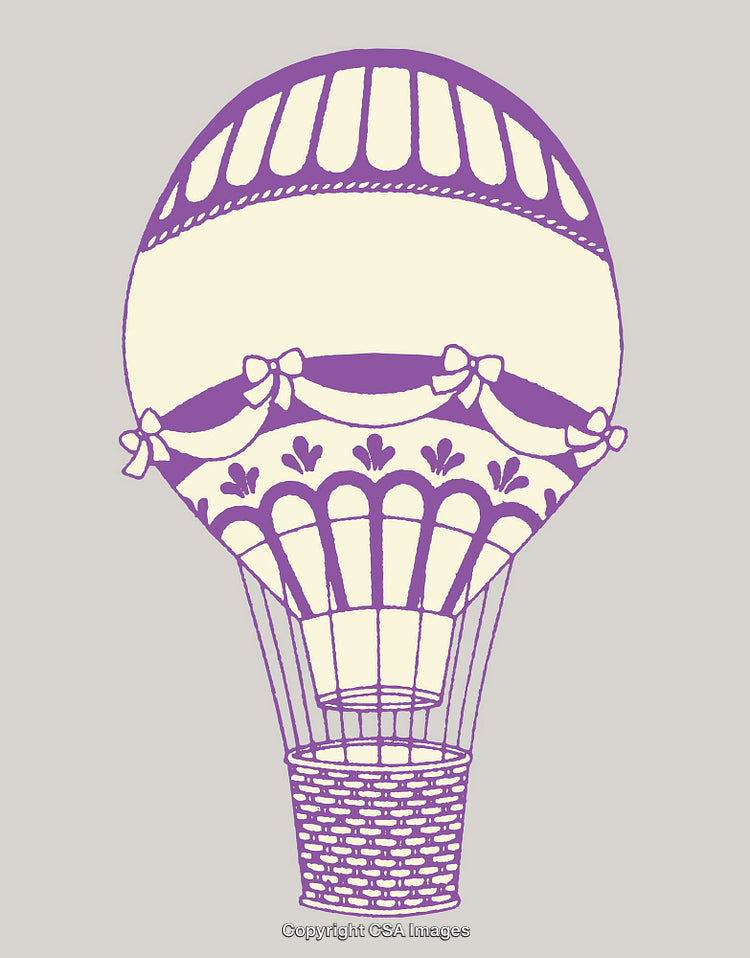 Vintage Purple and Beige Hot Air Balloon Design Illustration
