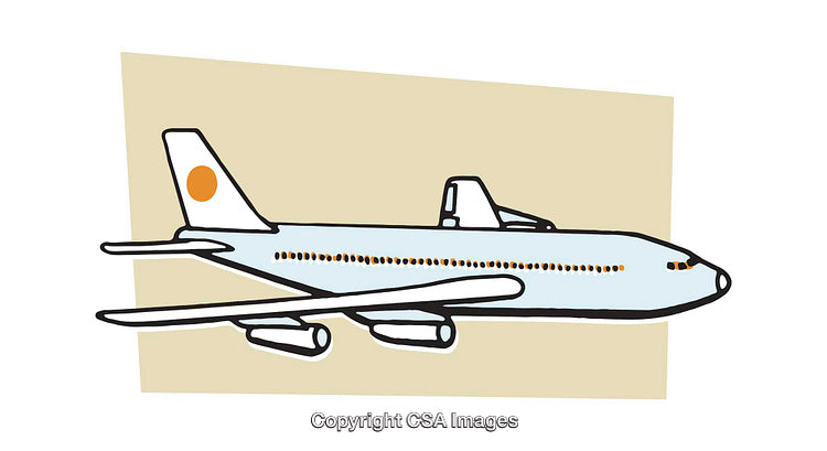 Colorful Illustration of an Airplane with Modern Design Elements