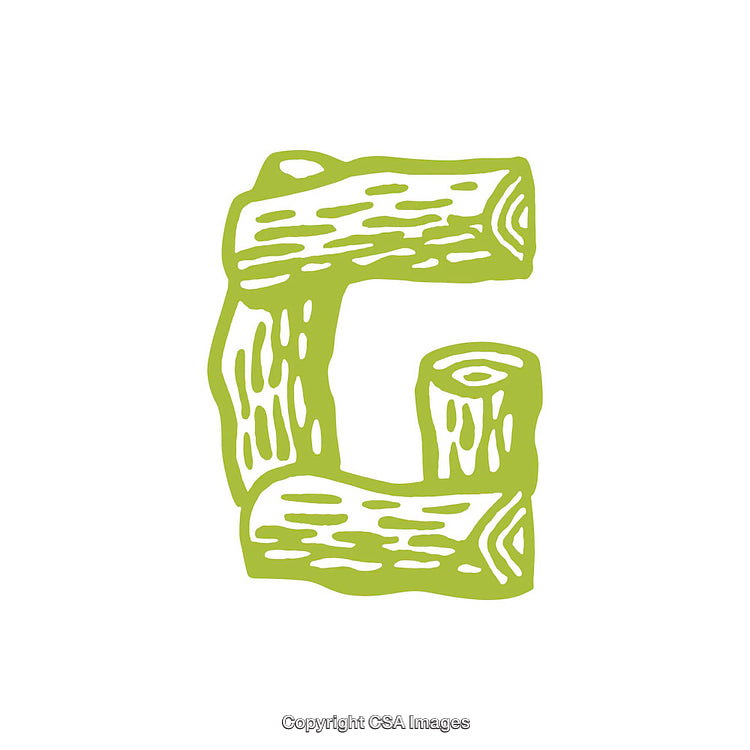 Stylized Letter G Designed in Unique Green Wooden Texture