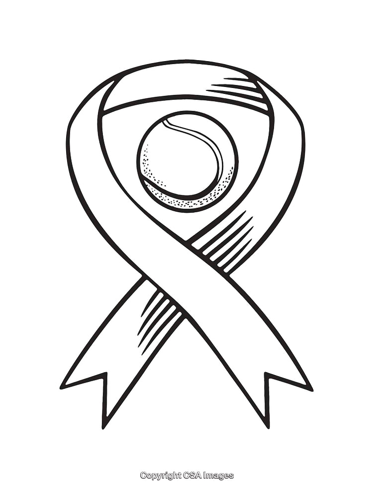 Black and White Line Art Ribbon with Tennis Ball Center