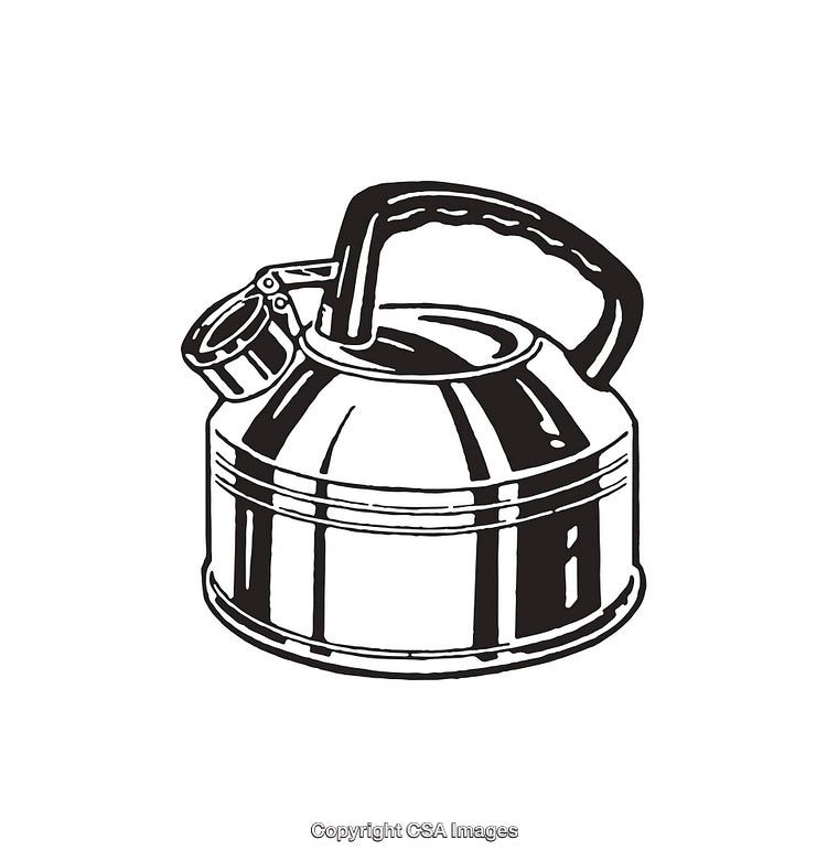 Black and White Line Art of a Vintage Kettle Illustration