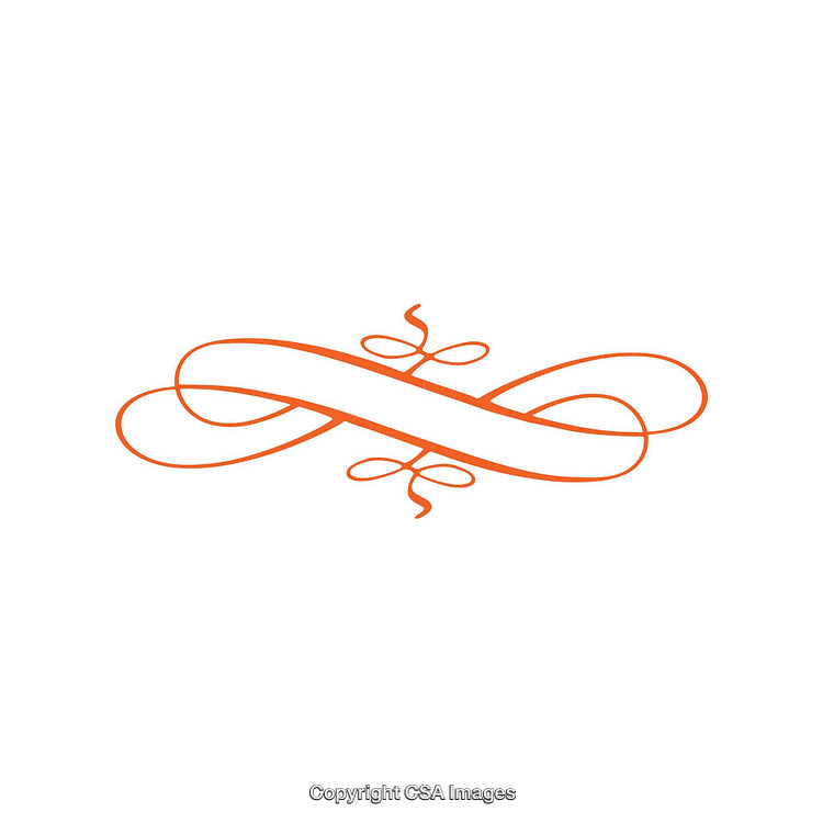 Elegant Orange Decorative Swirl Ornament with a Minimalist White Background