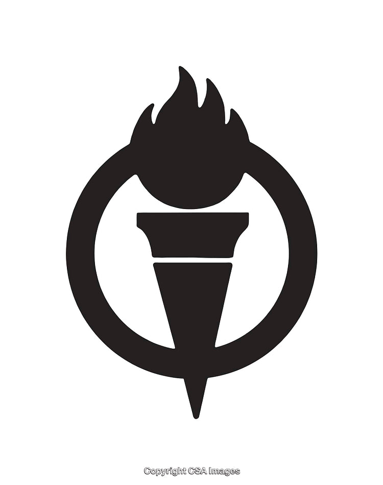 Simple Black and White Torch Symbol with Circular Frame