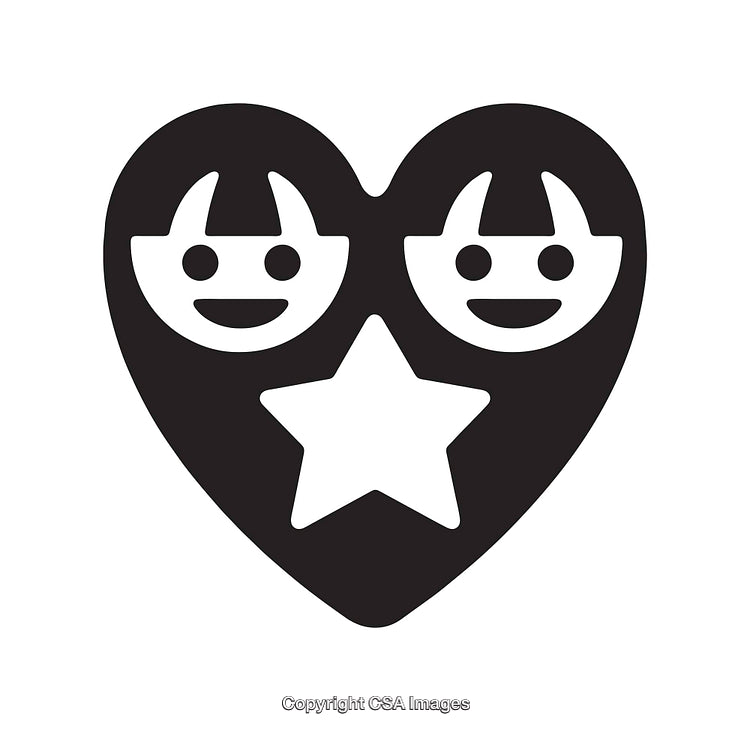 Heart Icon Featuring Two Faces and a Star Symbol