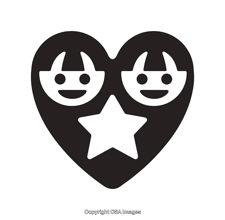 Heart Icon Featuring Two Faces and a Star Symbol