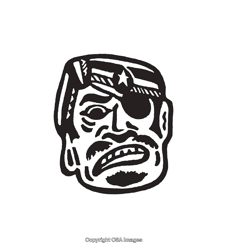 Bold Black and White Line Art of a Character's Portrait
