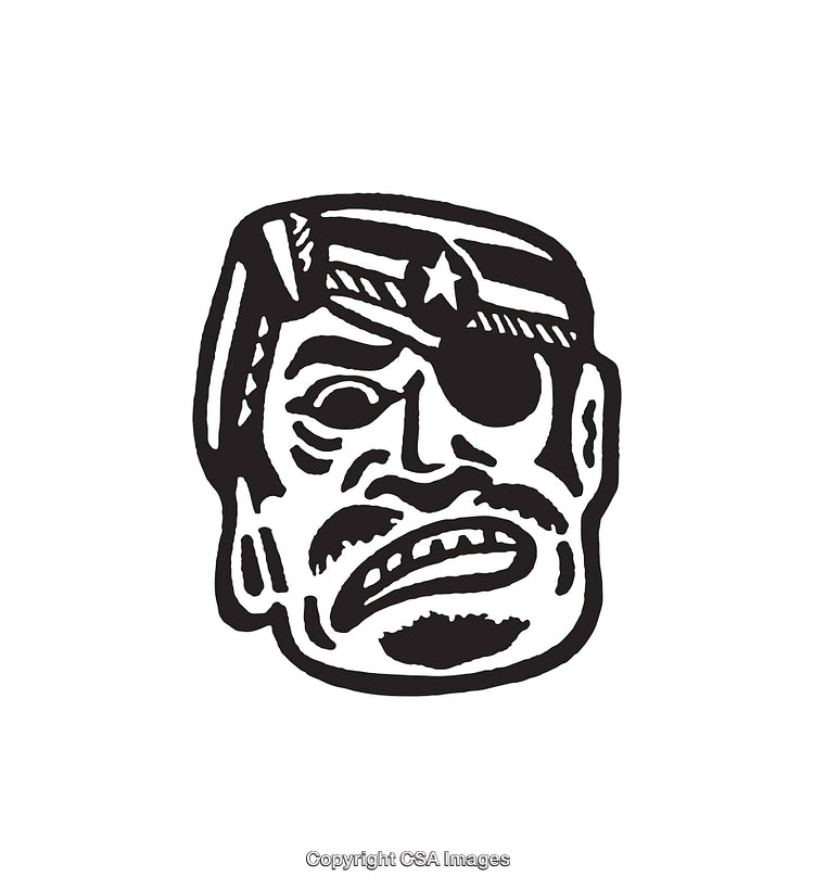 Bold Black and White Line Art of a Character's Portrait