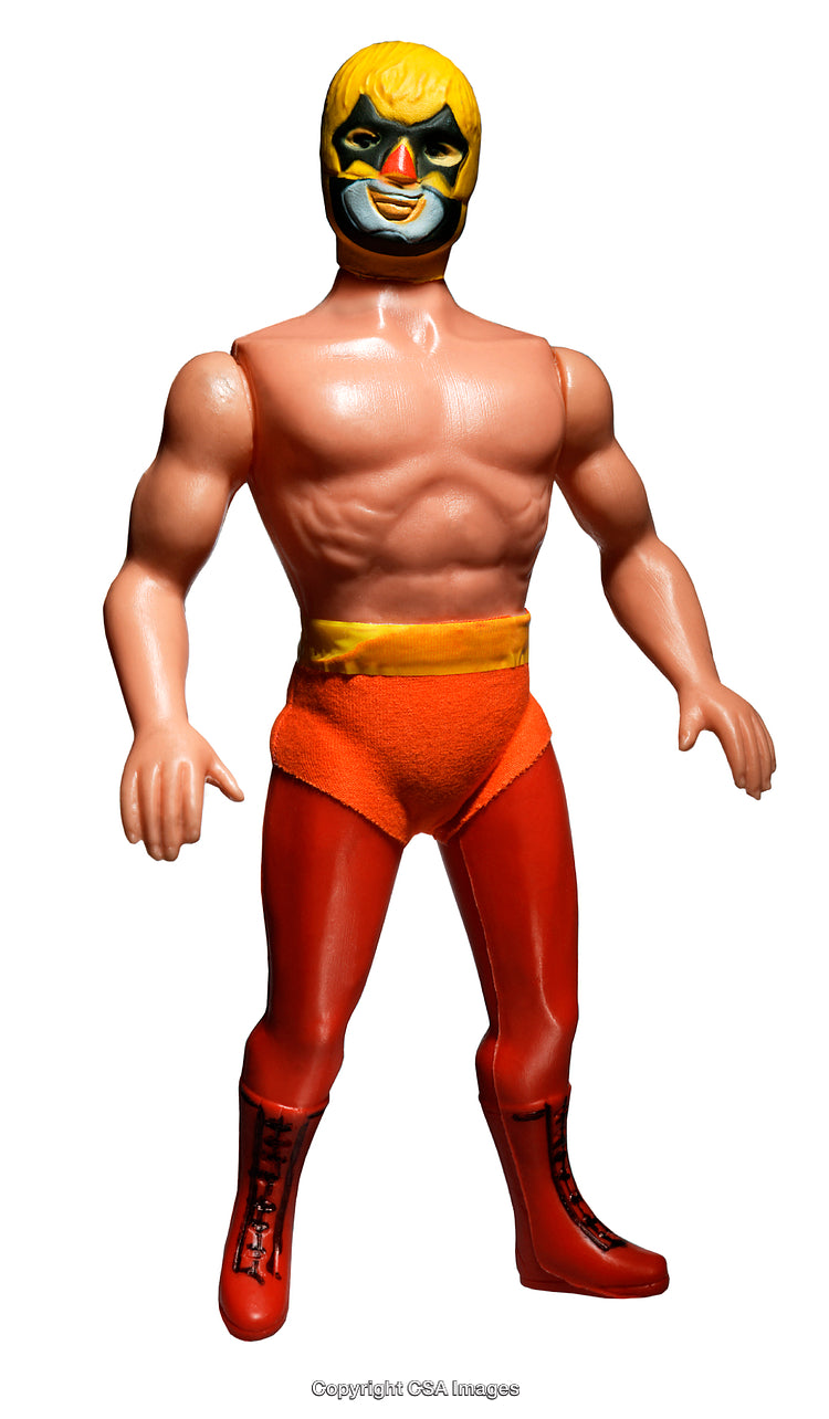 Colorful Vintage Wrestling Action Figure With Mask and Red Outfit