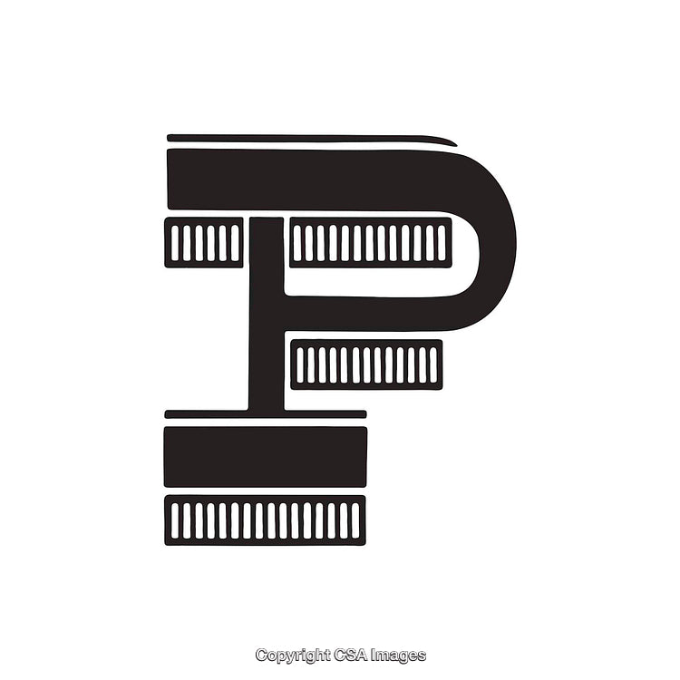 Creative Monochrome Abstract Design of the Letter P in Artistic Style