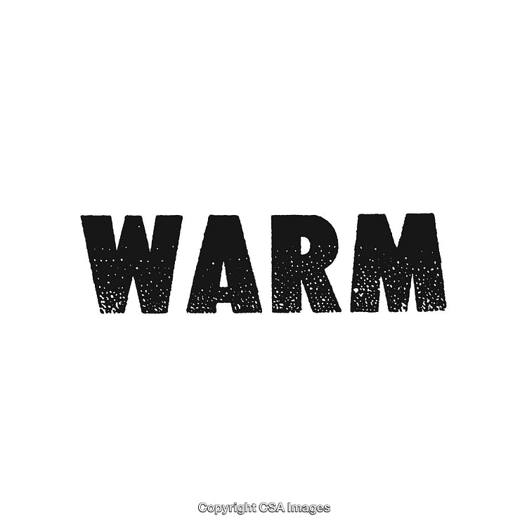 Word 'Warm' in Bold Textured Digital Design on White Background