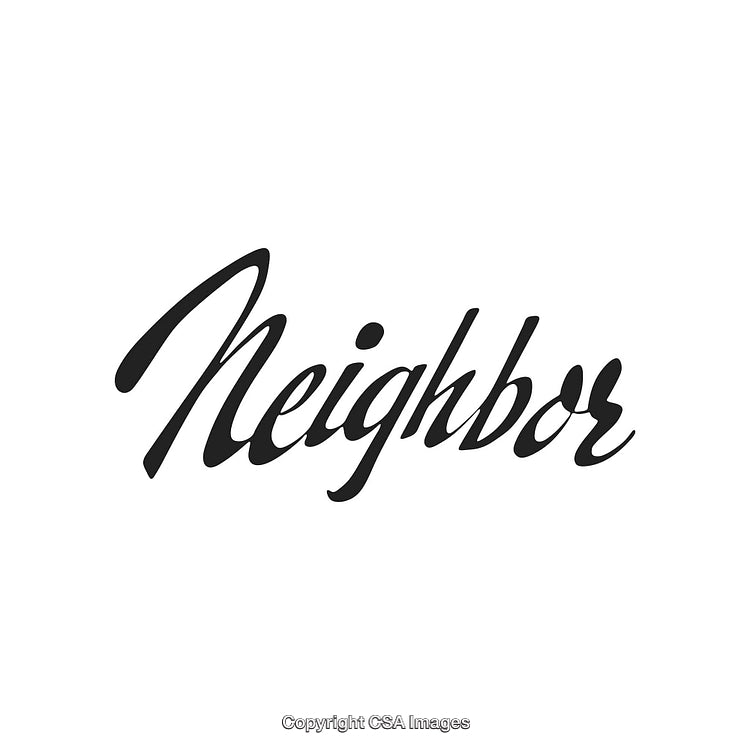 Elegant Black Script Font Depicting the Word 'Neighbor' on White Background