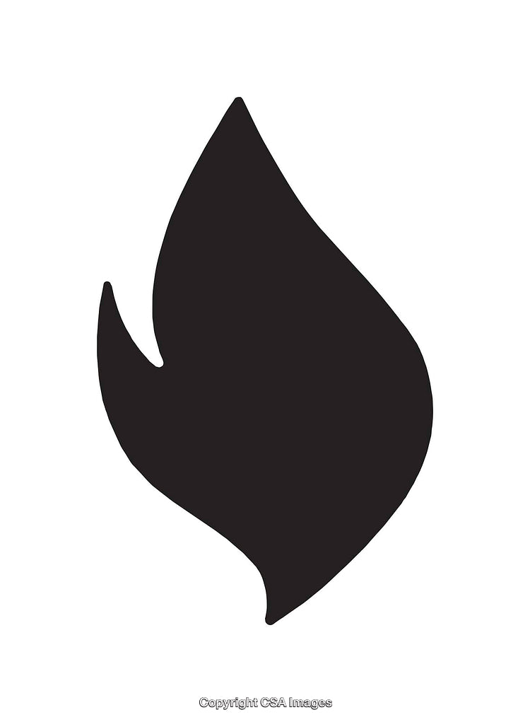 Minimalistic Black Flame Icon on a Plain White Background