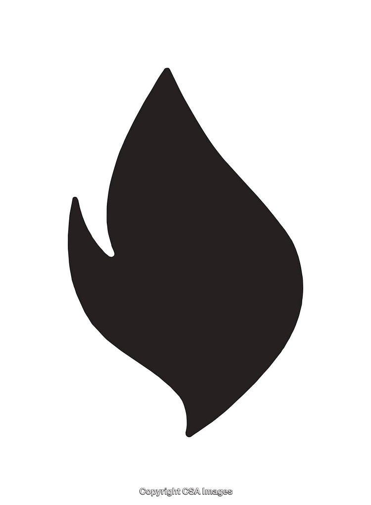 Minimalistic Black Flame Icon on a Plain White Background