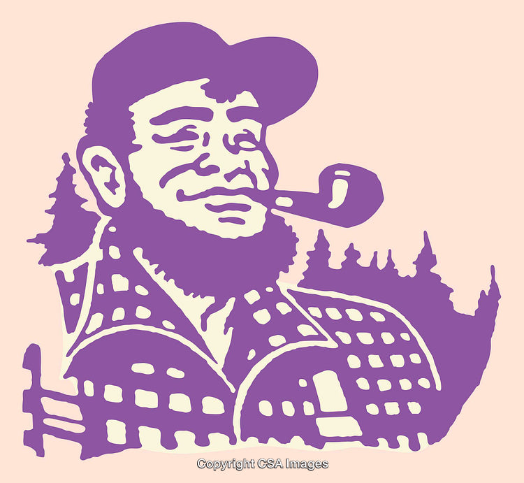 Vector Illustration of a Man Smoking a Pipe in the Woods