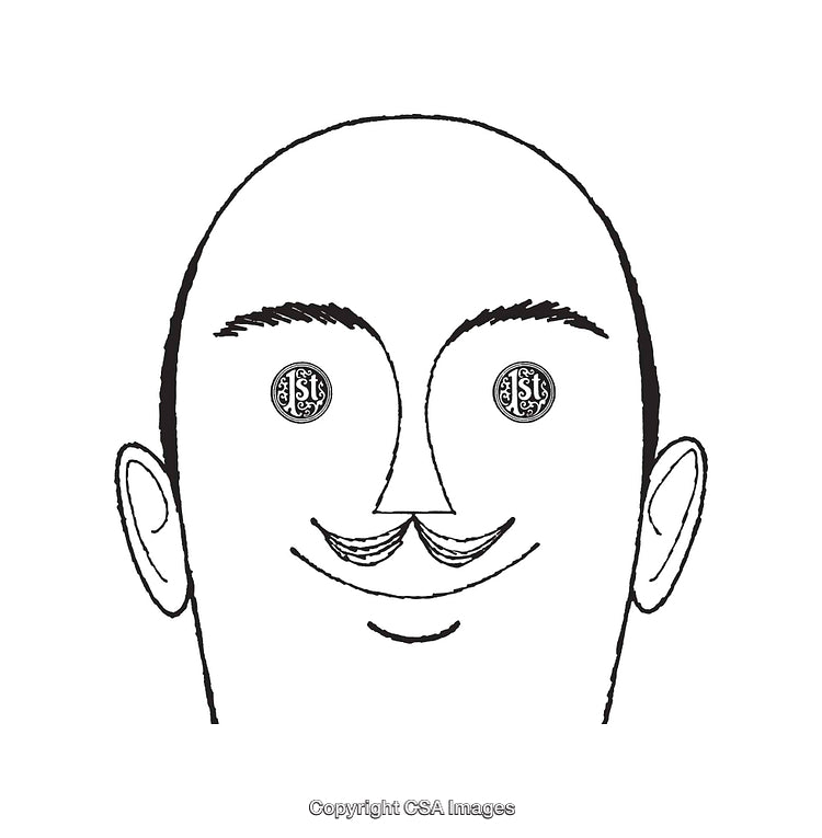 Black and White Line Art Illustration of a Smiling Man Face