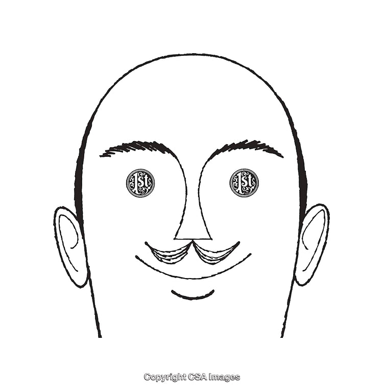 Black and White Line Art Illustration of a Smiling Man Face