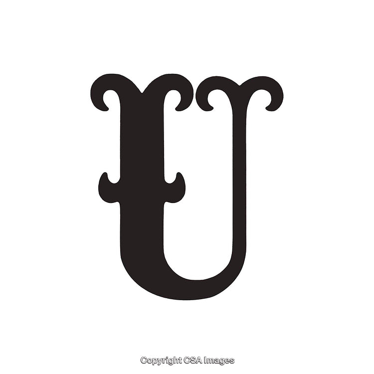 Creative Ornate Design of the Letter U in Black and White