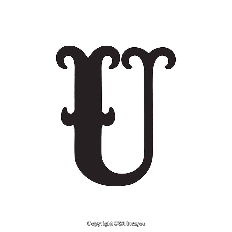 Creative Ornate Design of the Letter U in Black and White
