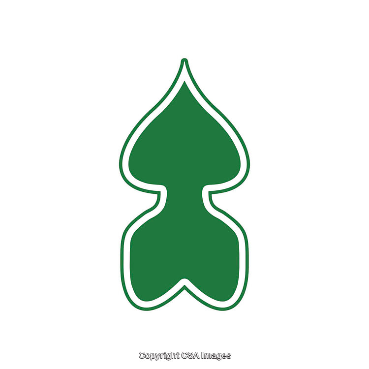 Green Spade-Leaf Shaped Emblem on a White Background
