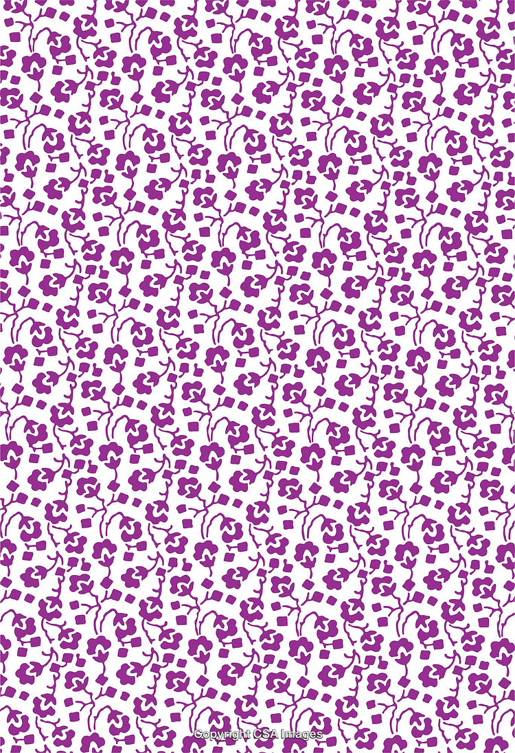 Abstract Purple Floral Pattern on White Background for Textiles and Design