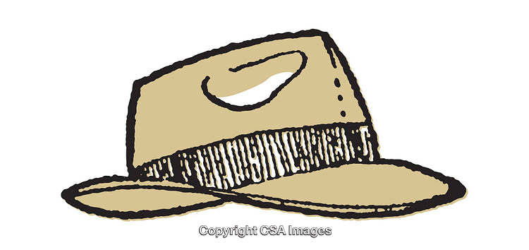 Hand-Drawn Illustration of a Stylish Beige Hat with Artistic Details