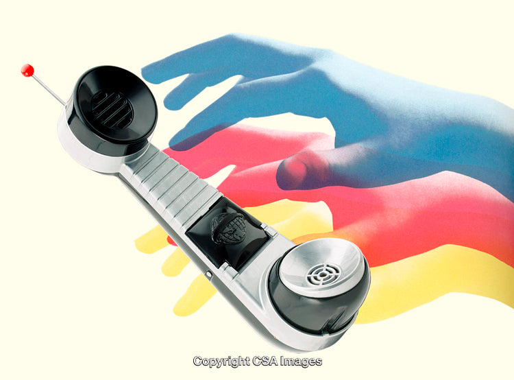 Retro Telephone Headset With Colorful Vibrant Artistic Background