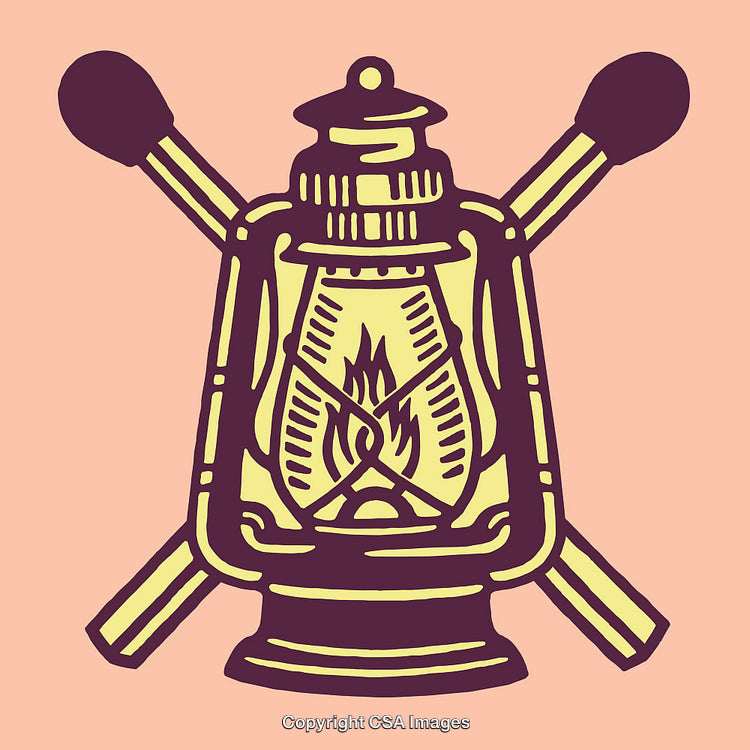 Rustic Lantern Illustration with Matches on a Retro Background