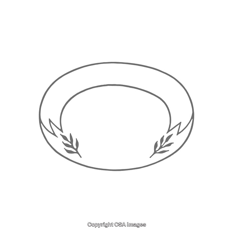 Minimalist Circular Frame Design with Leaf Motif Botanical Illustration