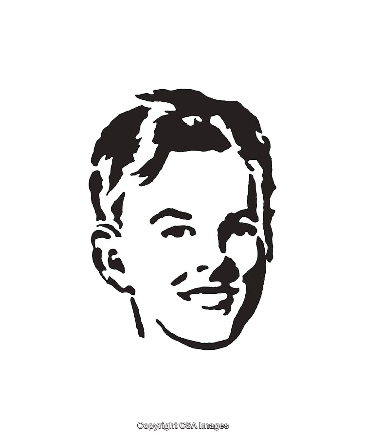 Black and White Retro Boy Portrait in Minimalist Style