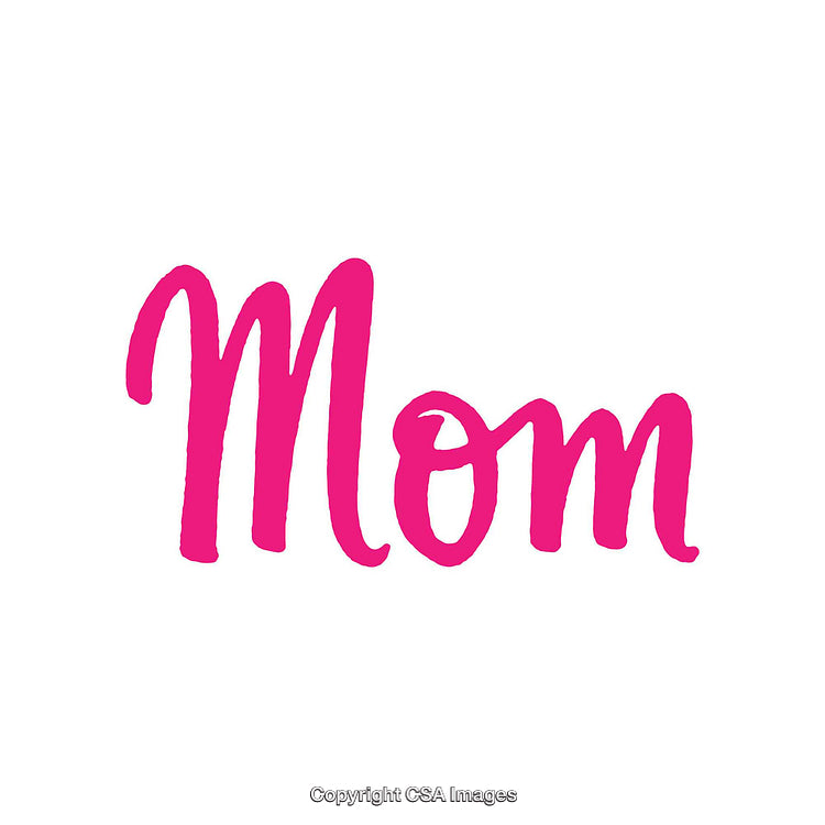 Pink Script Font Inscription Displaying the Word 'Mom' on White Background