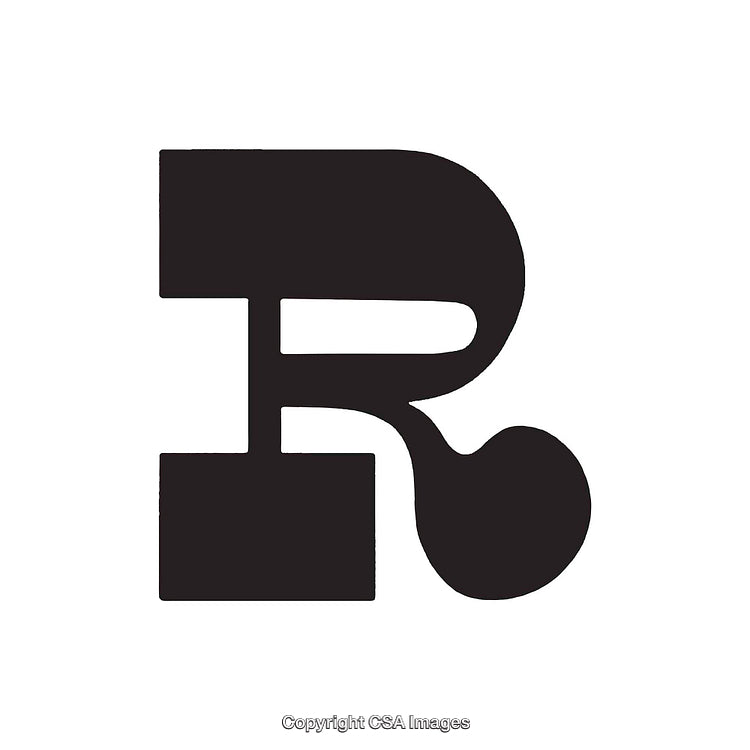 Black Stylized Letter R on a Clean White Background
