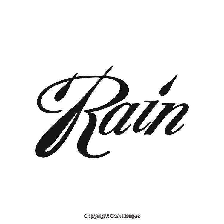 Elegant Handwritten Typography Featuring the Word Rain in Black