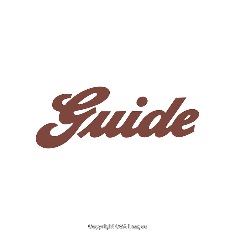 Stylish Typography Featuring the Word Guide in Brown Script Font