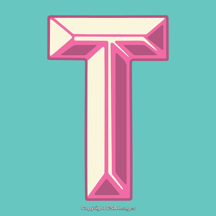 Stylized Capital Letter T Design on Vibrant Background