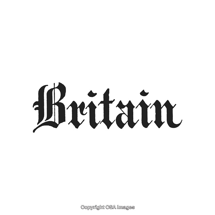 Blackletter Britain Text Design in Bold Black Typography on White Background