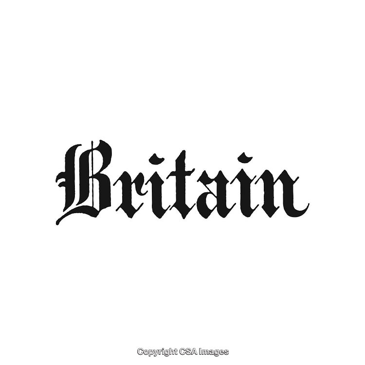 Blackletter Britain Text Design in Bold Black Typography on White Background