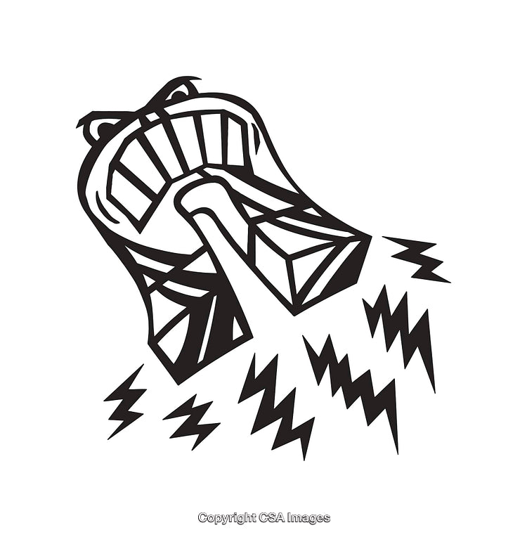 Stylized Black and White Illustration of a Roaring Animal Design