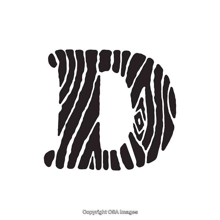 Black and White Striped Letter D in Abstract Zebra Pattern