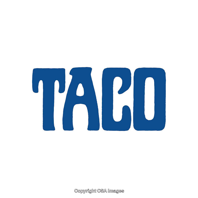 Bold Blue Text Design of the Word Taco on White Background