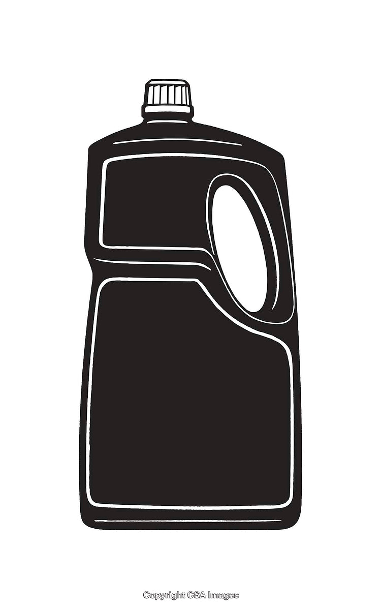 Black and White Illustration of a Household Cleaning Bottle