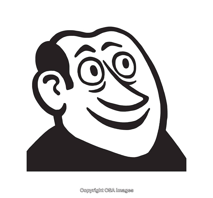 Cheerful Cartoon Black and White Line Art Illustration