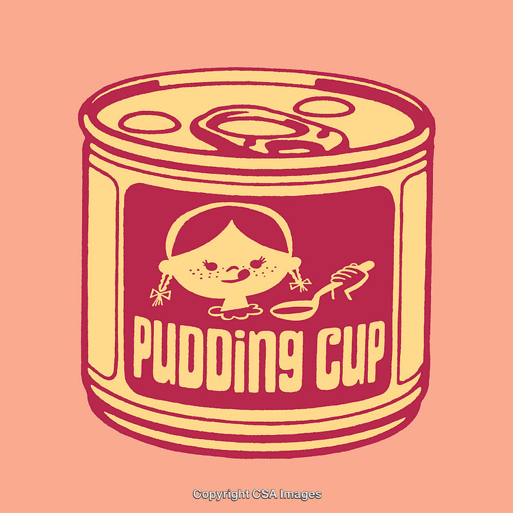 Vintage Style Pudding Cup Illustration in Retro Color Palette