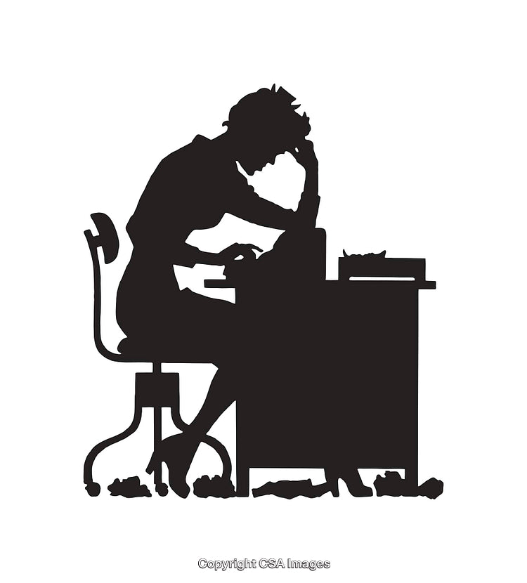 Silhouette of a Woman Typing at Desk in a Creative Setting