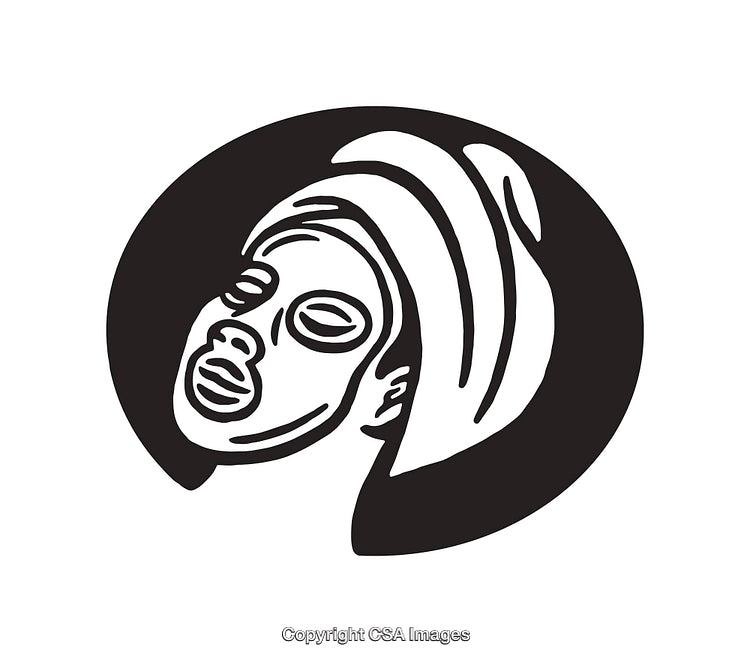 Black and White Line Art Illustration of Woman in Spa Relaxation Pose