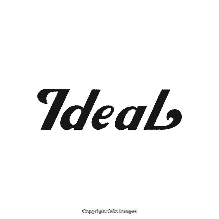 Elegant Black Script Font Displaying the Word Ideal on White Background