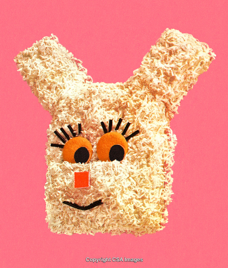 Creative Bunny-Themed Artwork on Pink Background with Unique Textured Design
