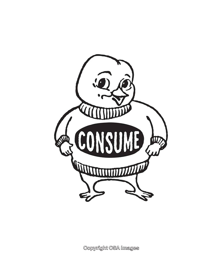 Black and White Line Art Illustration of a Cartoon Bird Wearing a Sweater